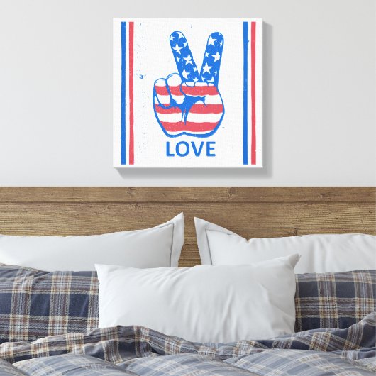 Peace American Flag Pattern Canvas Afdruk (Insitu (Slaapkamer))