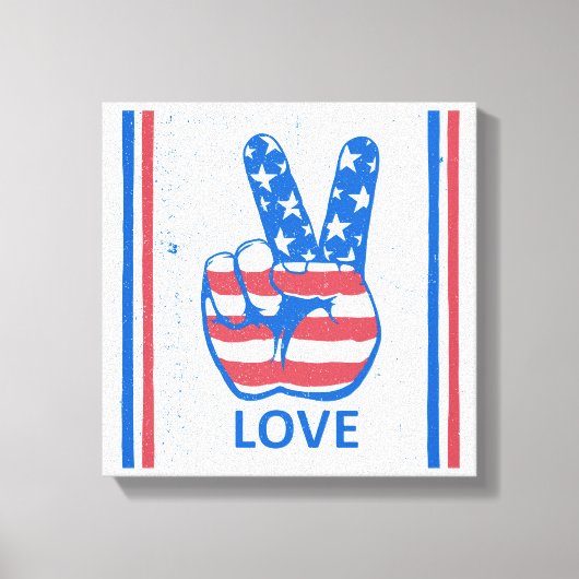 Peace American Flag Pattern Canvas Afdruk (Voorkant)