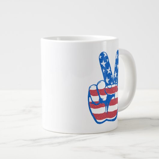 Peace American Flag Pattern Grote Koffiekop (Voorkant rechts)