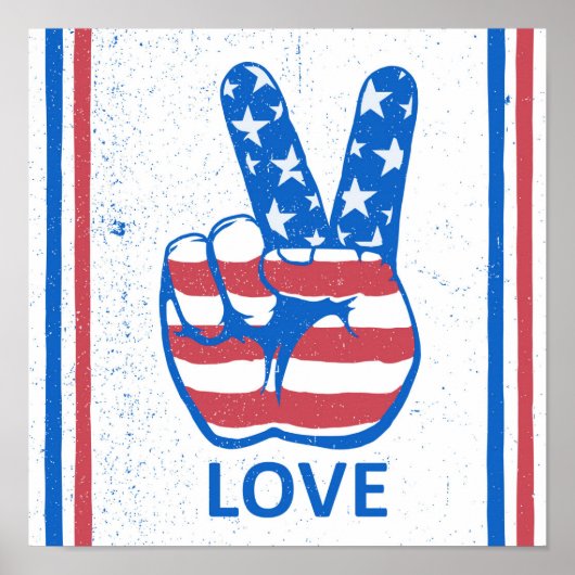 Peace American Flag Pattern Poster (Voorkant)