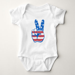 Peace American Flag Pattern Romper
