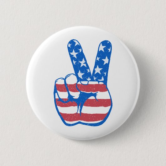 Peace American Flag Pattern Ronde Button 5,7 Cm (Voorkant)