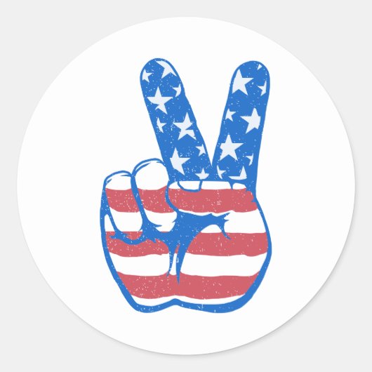 Peace American Flag Pattern Ronde Sticker (Voorkant)