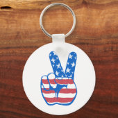 Peace American Flag Pattern Sleutelhanger (Voorkant)