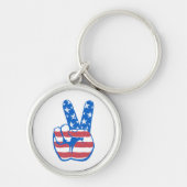 Peace American Flag Pattern Sleutelhanger (Voorkant)