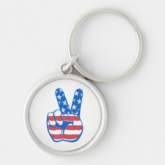 Peace American Flag Pattern Sleutelhanger (Voorkant)