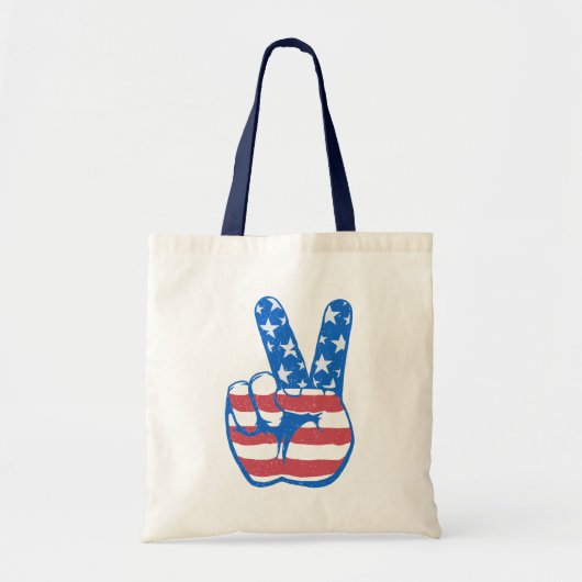 Peace American Flag Pattern Tote Bag (Voorkant)