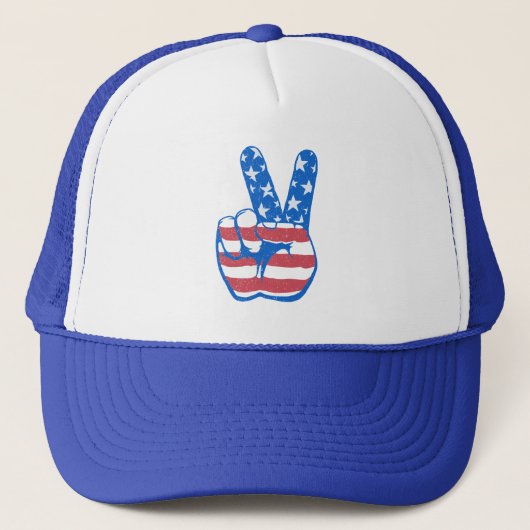 Peace American Flag Pattern Trucker Pet (Voorkant)