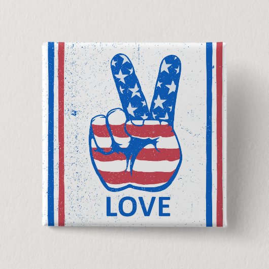 Peace American Flag Pattern Vierkante Button 5,1 Cm (Voorkant)
