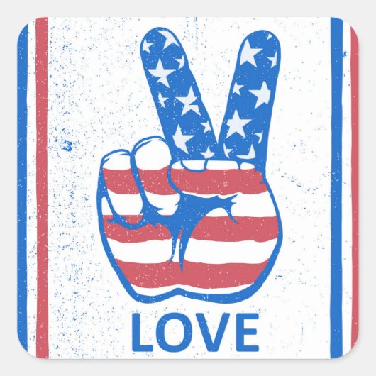 Peace American Flag Pattern Vierkante Sticker (Voorkant)