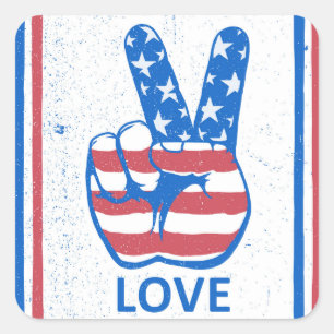 Peace American Flag Pattern Vierkante Sticker
