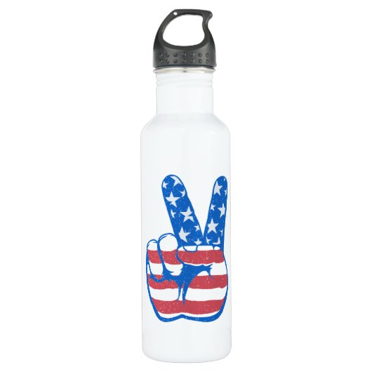 Peace American Flag Pattern Waterfles (Voorkant)