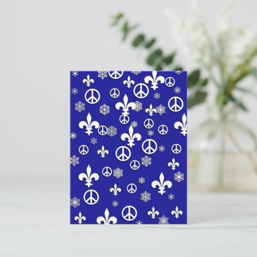 Peace and Fleur de Lis-Kaarten Feestdagenkaart (Staand voorkant)