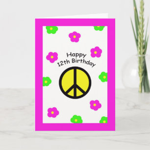 Peace and Flowers 12e verjaardag Kaart