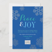 Peace and Joy Blue Corporate Business Holiday Feestdagenkaart (Voorkant)