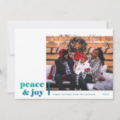 Peace and Joy Corner Blue Photo Holiday Card Feestdagenkaart (Voorkant)