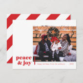 Peace and Joy Corner Modern Photo Holiday Card Feestdagenkaart (Voorkant / Achterkant)