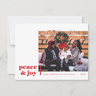 Peace and Joy Corner Modern Photo Holiday Card Feestdagenkaart