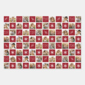 Peace and Joy Cranberry Holiday Photo Collage Inpakpapier Vel (Voorkant)
