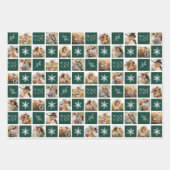 Peace and Joy Dark Green Holiday Photo Collage Inpakpapier Vel (Voorkant)