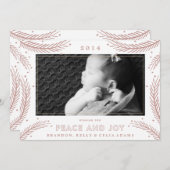 Peace and Joy Gold Feathers-kerstfeestkaart Feestdagenkaart (Voorkant / Achterkant)