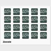 Peace and Joy Green Holiday Square Sticker (Vel)