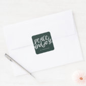 Peace and Joy Green Holiday Square Sticker (Envelop)