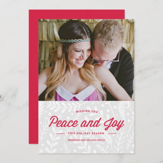 Peace and Joy Holiday Card Feestdagenkaart (Voorkant / Achterkant)
