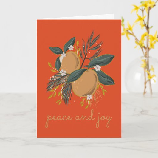 Peace and Joy Holiday Greeting Card Kaart (Gele Bloem)