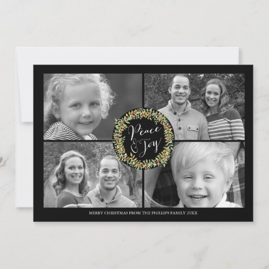 Peace and Joy-kerstfotokaart - stijl2 Feestdagenkaart (Voorkant)