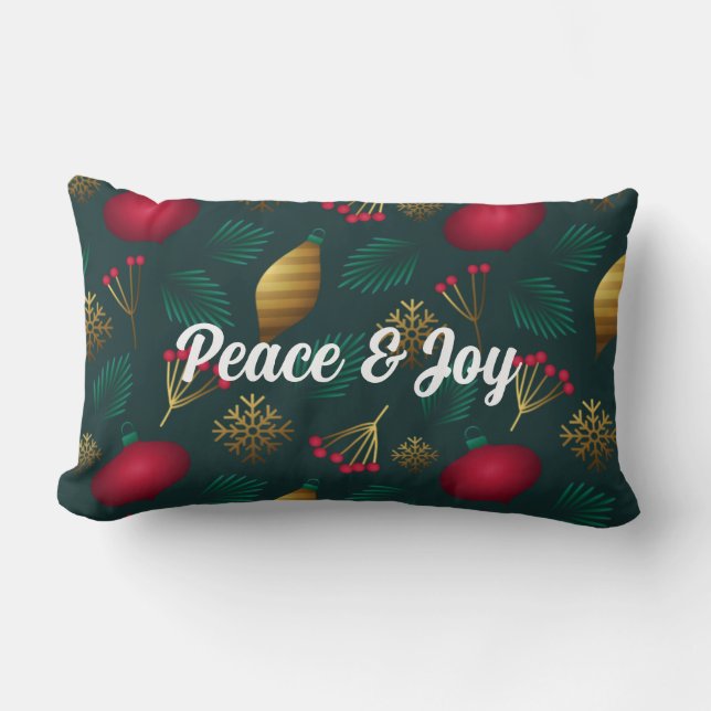 Peace and Joy-kerstlumbar Pillow Kussen (Voorkant)