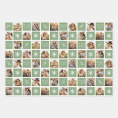 Peace and Joy Light Green Holiday Photo Collage Inpakpapier Vel (Voorkant)