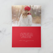 Peace and Joy Modern Calligraphy Red Script Photo Feestdagen Kaart (Binnen)