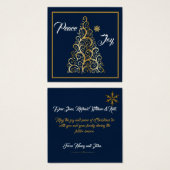 Peace and Joy Navy and Gold Flat Wenskaart Vierkante Visitekaartjes (Voorkant /achterkant)