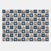 Peace and Joy Navy Holiday Foto Collage Inpakpapier Vel (Voorkant)