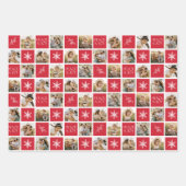 Peace and Joy Red Holiday Photo Collage Inpakpapier Vel (Voorkant)