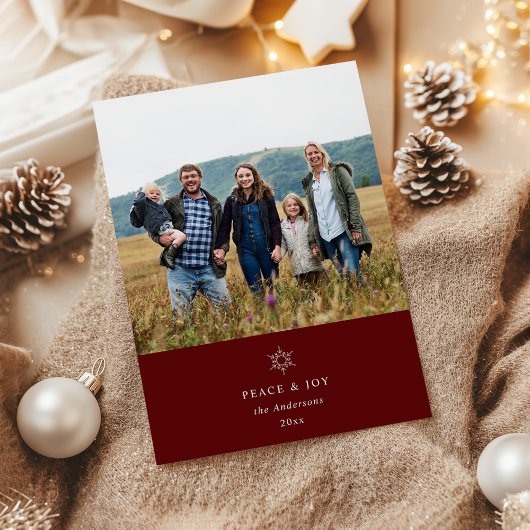 Peace and Joy Snowflake Foto Vakantie Kaart