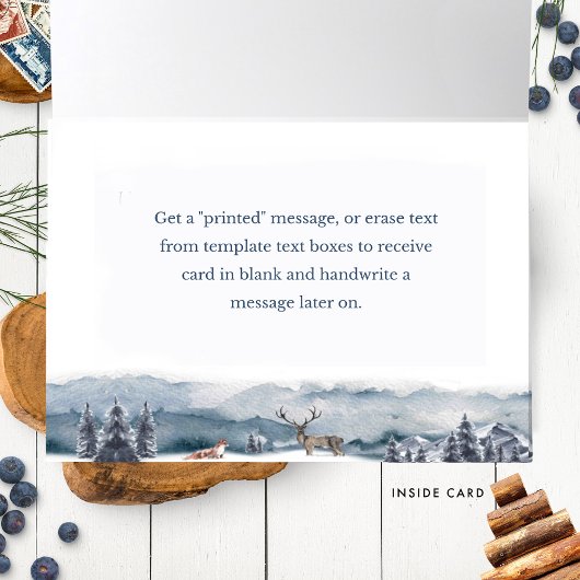 Peace and Joy, Waterverf Forest en Fox, elegant Feestdagen Kaart