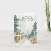 Peace and Joy Woodland Path Country Kerstmis Feestdagen Kaart (Voorkant)