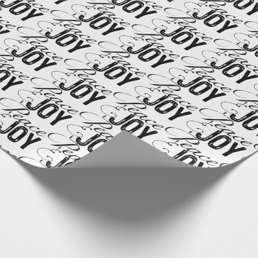 Peace and Joy Zwart Tekst Inpakpapier (Hoek)