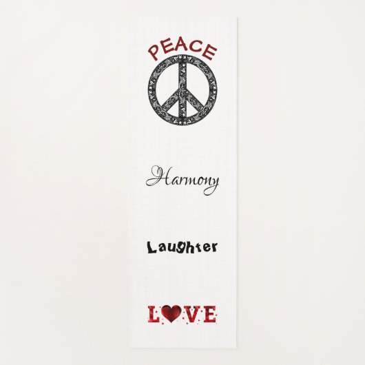 Peace and Love Black/White Yoga Mat (Voorkant)