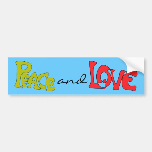 Peace and Love Bumpersticker (Voorkant)