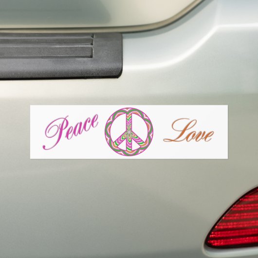 Peace and Love Bumpersticker (Op auto)