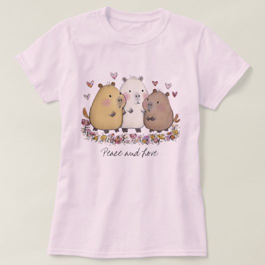 Peace and Love Capybara T-shirt (Design voorkant)