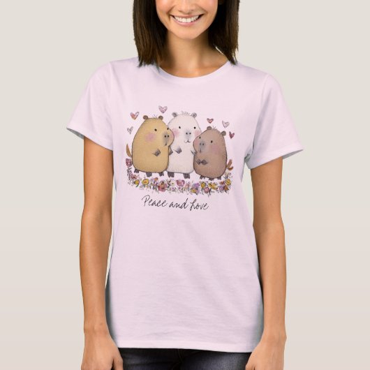 Peace and Love Capybara T-shirt (Voorkant)