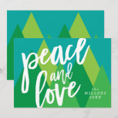 Peace and Love Christmas Kaart, Vakantie Kaart (Voorkant / Achterkant)