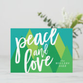 Peace and Love Christmas Kaart, Vakantie Kaart (Staand voorkant)