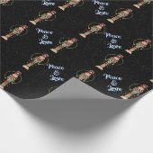 Peace and Love Christmas Notenkraker blauw Cadeaupapier (Hoek)