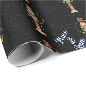 Peace and Love Christmas Notenkraker blauw Cadeaupapier (Rol Hoek)