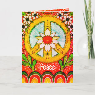 Peace and Love Daisy Hippie Boho Original Greeting Kaart